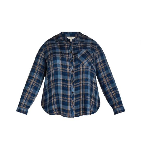 Women's Plus Soft Plaid Flannel Button-Down Shirt, Size 1X - Picture 7 of 8